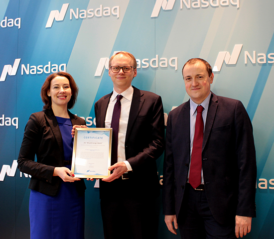 As of 6 February 2018, BlueOrange Bank is granted the status of a Certified Adviser on the First North market in Latvia by Nasdaq Riga. 