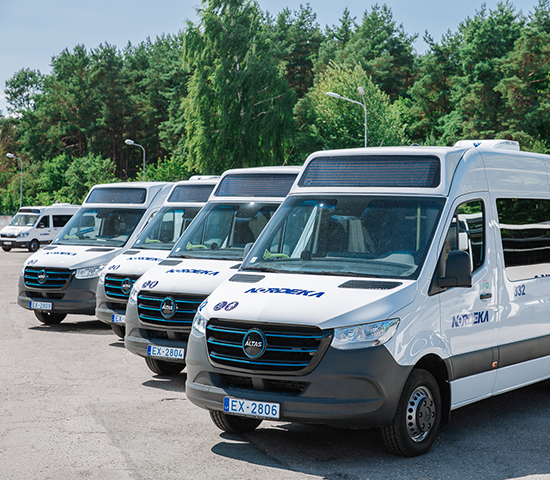 Nordeka’s first electric minibuses, purchased with BlueOrange funding, are already operating on routes in the Bauska region and surroundings of Riga.