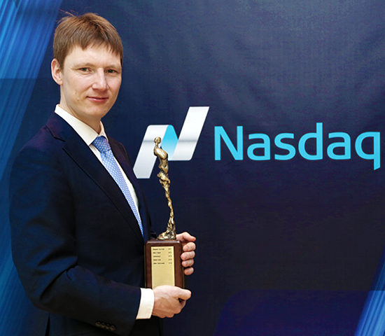 Baltikums Bank Corporate Finance Director J.Dubrovskis was presented with the Nasdaq Riga special Award ..